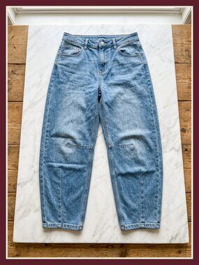 Women's Wide Leg Barrel Jeans Mid Rise Ankle Denim Pants Y2K